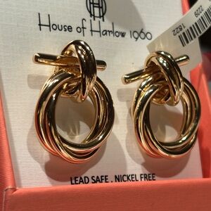 ✨NIB House of Harlow Earrings Chunky Gold Twist Hoop Designer NWT